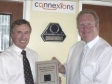 Mike with Gary Lewis, Head teacher, Kings Langley School, 2005