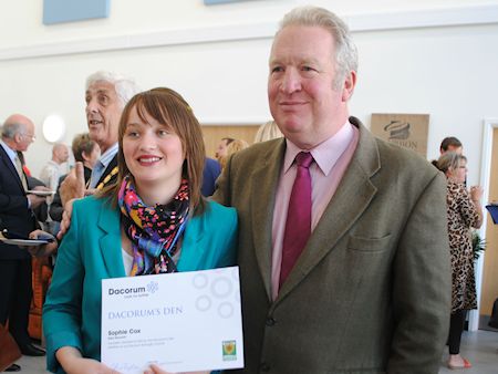Mike Penning with Sophie Cox from Baby Moments at the Dragons Den presentation at Maylands Business Centre