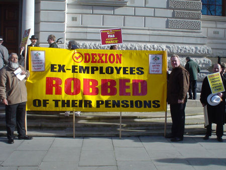 Mike supporting Dexion workers in their fight for their pensions