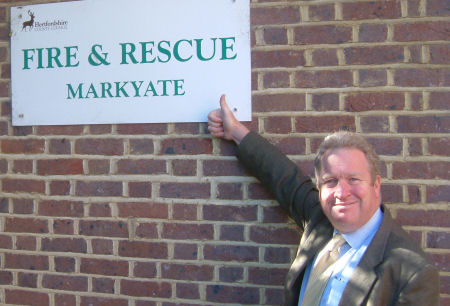 Mike Penning outside Markyate Fire Station