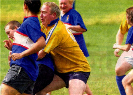 Mike Penning plays in a charity rugby match